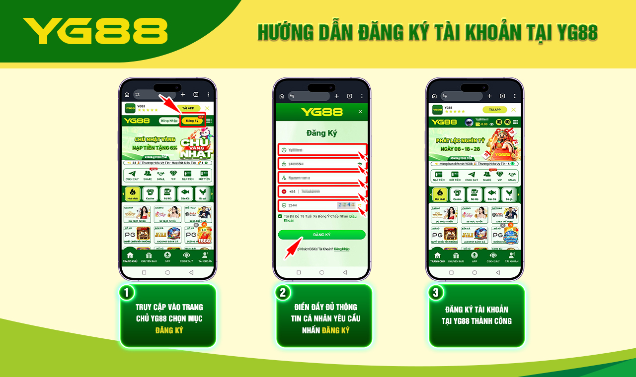HƯỚNG DẪN ĐĂNG KÝ TÀI KHOẢN TẠI YG88