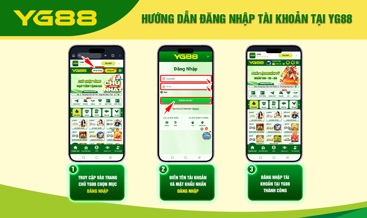 HƯỚNG DẪN ĐĂNG NHẬP TÀI KHOẢN TẠI YG88