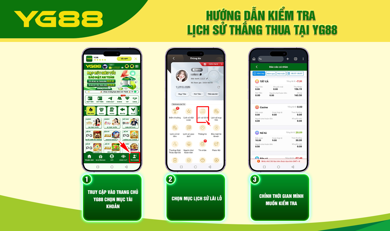 HƯỚNG DẪN KIỂM TRA LỊCH SỬ THẮNG THUA TẠI YG88