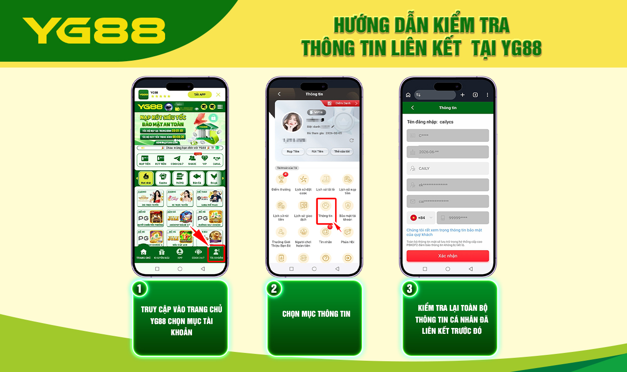 HƯỚNG DẪN KIỂM TRA THÔNG TIN LIÊN KẾT TẠI YG88
