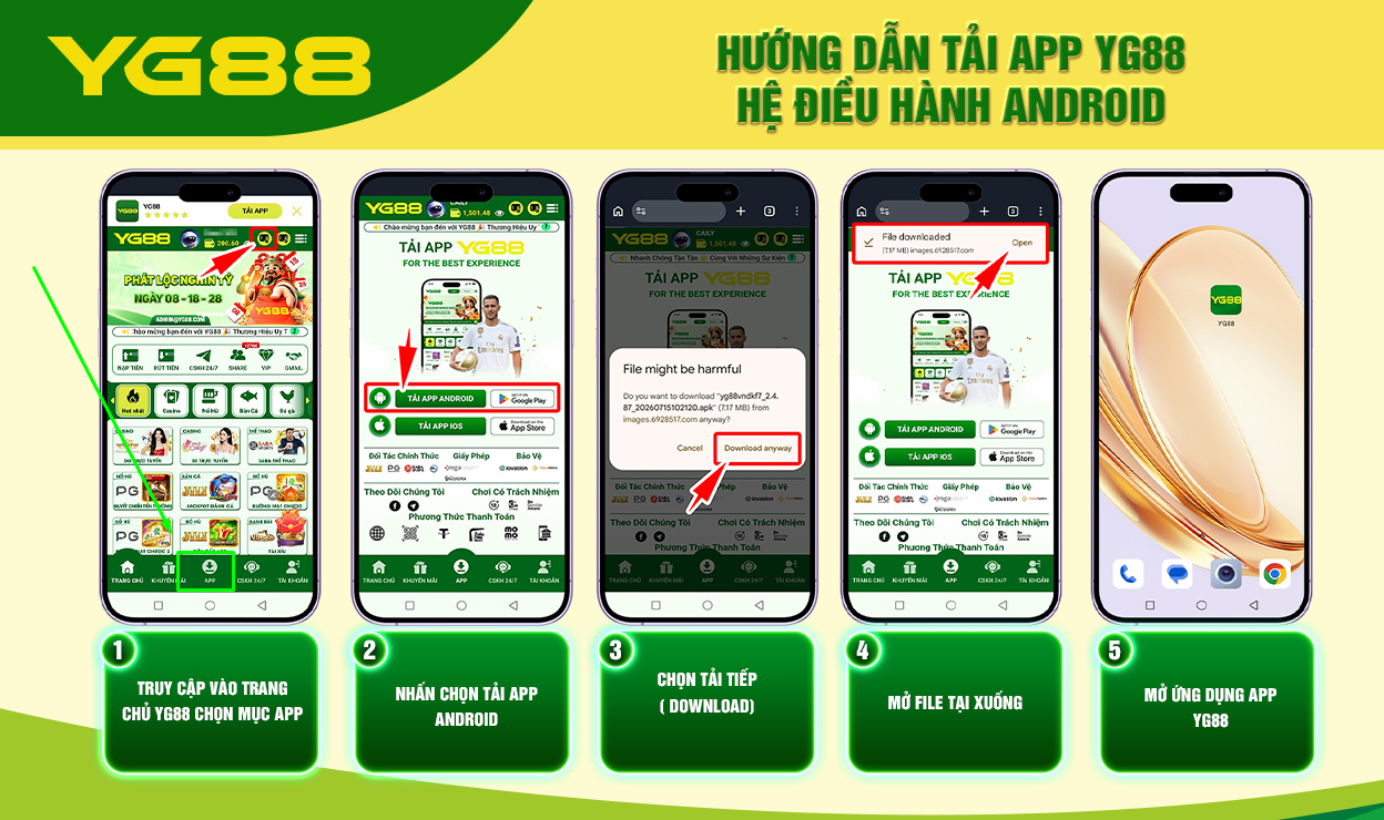HƯỚNG DẪN TẢI APP YG88 HỆ ĐIỀU HÀNH ANDROID